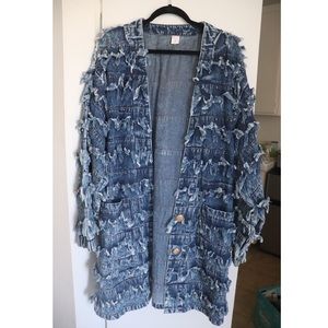Vintage Denim Coat Jacket One Size Shag